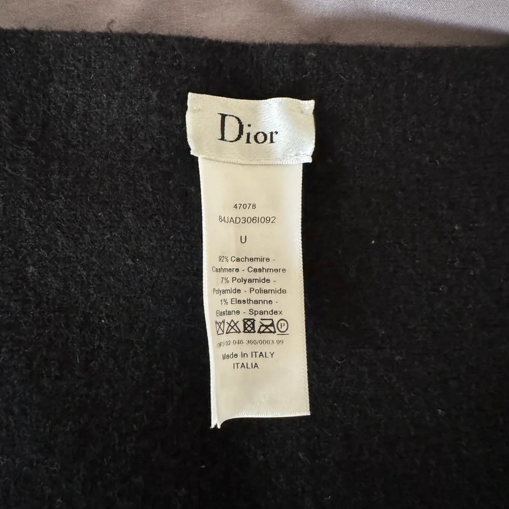 Dior Black Scarf with Cream Christian Dior Logo Band